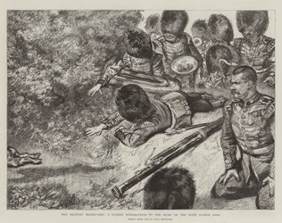 Les manœuvres militaires, une interruption soudaine de la musique de la bande des Scots Guards